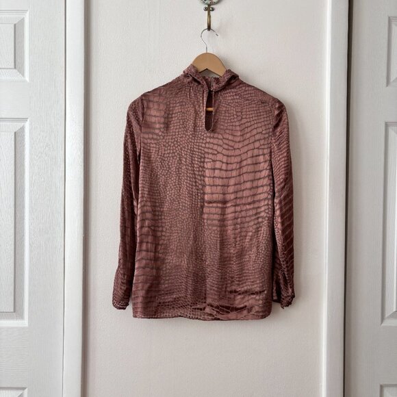Reiss Della Burnout Snake Print Silk Blend Blouse - Picture 8 of 10